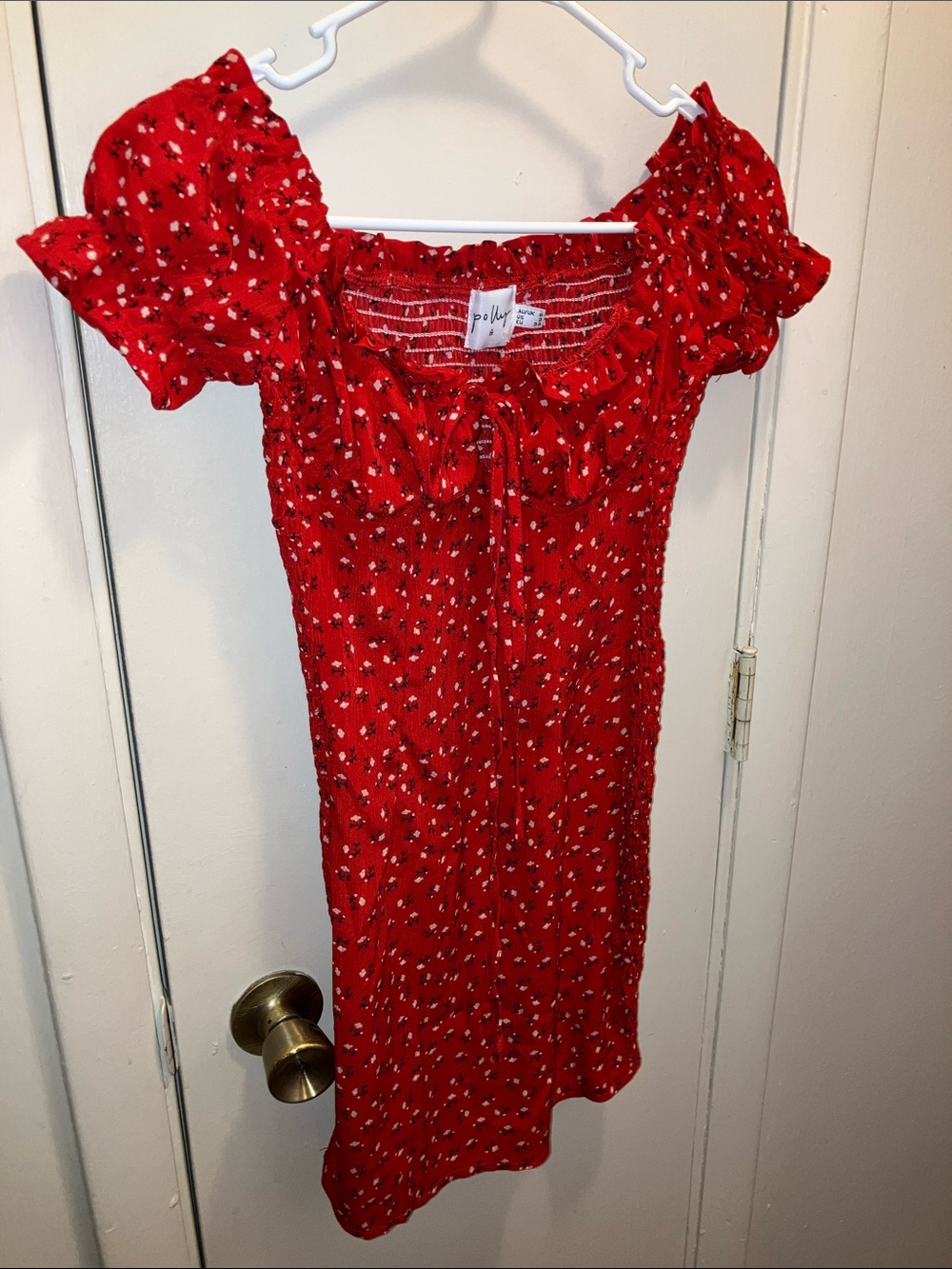 Princess Polly Red Floral Smocked Tunic Top Size 2